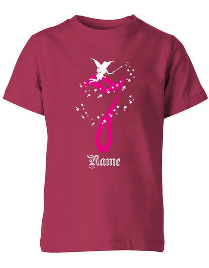 T-Shirt 7 Geburtstag Fee mit Glitzersternchen personalisierbar mit Name für Mädchen