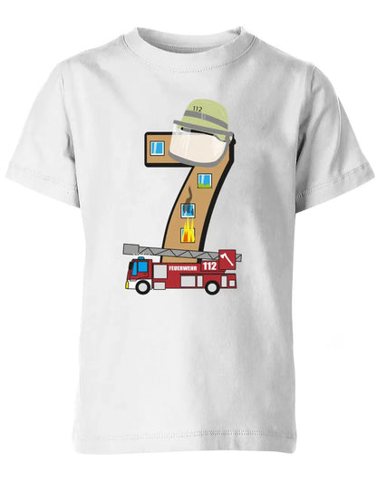 T-Shirt 7 Geburtstag Feuerwehr Junge und Mädchen