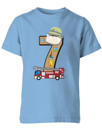 T-Shirt 7 Geburtstag Feuerwehr Junge und Mädchen