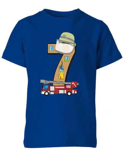 T-Shirt 7 Geburtstag Feuerwehr Junge und Mädchen
