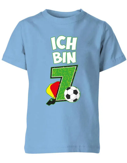 T-Shirt 7 Geburtstag Fußball Fußballer Rote Gelbe Karte für Junge und Mädchen