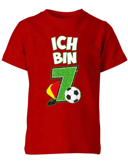 T-Shirt 7 Geburtstag Fußball Fußballer Rote Gelbe Karte für Junge und Mädchen