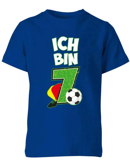 T-Shirt 7 Geburtstag Fußball Fußballer Rote Gelbe Karte für Junge und Mädchen