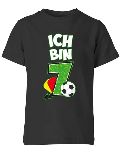 T-Shirt 7 Geburtstag Fußball Fußballer Rote Gelbe Karte für Junge und Mädchen