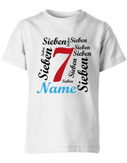 T-Shirt 7 Geburtstag Ganz viele Siebenen personalisierbar mit Name für Jungen und Mädchen