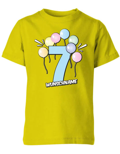 T-Shirt 7 Geburtstag Pastell Luftballons personalisiert mit Name für Junge und Mädchen