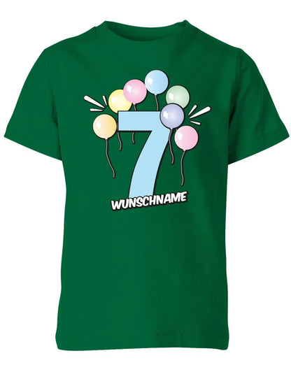 T-Shirt 7 Geburtstag Pastell Luftballons personalisiert mit Name für Junge und Mädchen