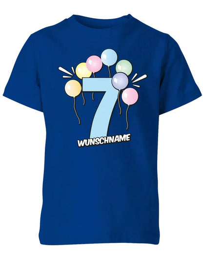 T-Shirt 7 Geburtstag Pastell Luftballons personalisiert mit Name für Junge und Mädchen