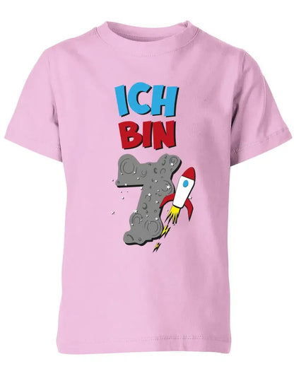 T-Shirt 7 Geburtstag Weltraum Weltall Rakete Astronaut für Junge und Mädchen