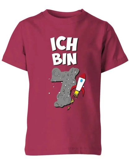 T-Shirt 7 Geburtstag Weltraum Weltall Rakete Astronaut für Junge und Mädchen
