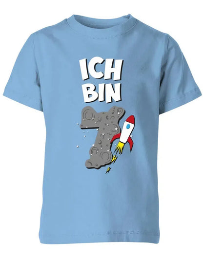 T-Shirt 7 Geburtstag Weltraum Weltall Rakete Astronaut für Junge und Mädchen