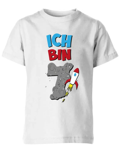 T-Shirt 7 Geburtstag Weltraum Weltall Rakete Astronaut für Junge und Mädchen