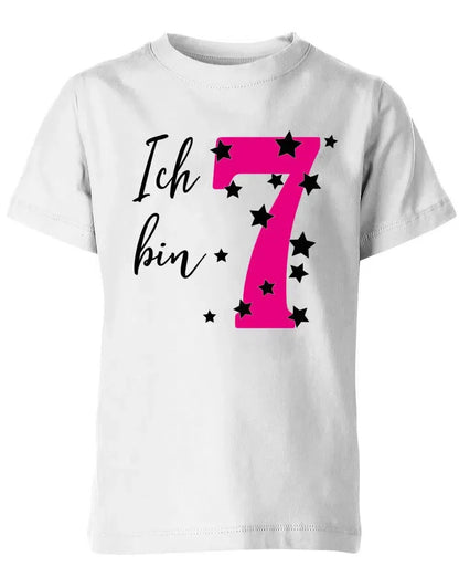 T-Shirt 7 Geburtstag ich bin 7 mit Sterne verziert für Mädchen