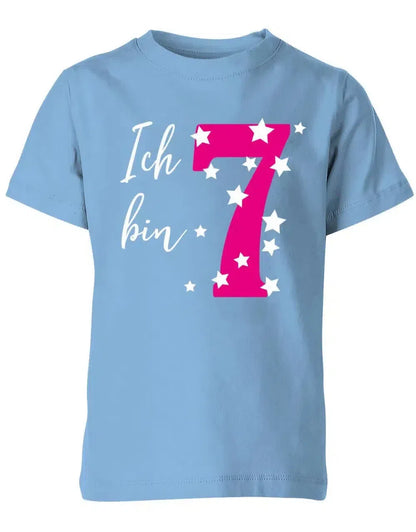 T-Shirt 7 Geburtstag ich bin 7 mit Sterne verziert für Mädchen