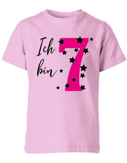 T-Shirt 7 Geburtstag ich bin 7 mit Sterne verziert für Mädchen