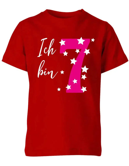 T-Shirt 7 Geburtstag ich bin 7 mit Sterne verziert für Mädchen