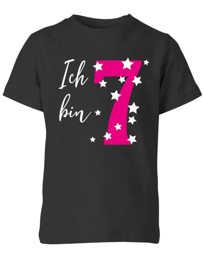 T-Shirt 7 Geburtstag ich bin 7 mit Sterne verziert für Mädchen