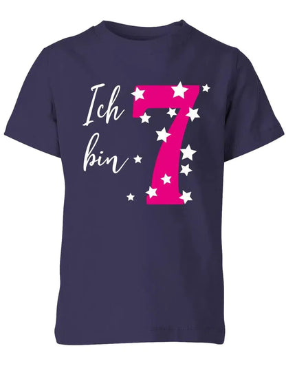 T-Shirt 7 Geburtstag ich bin 7 mit Sterne verziert für Mädchen