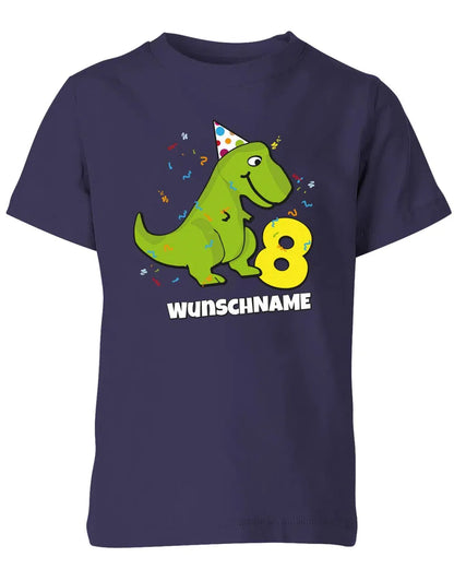 T-Shirt 8 Geburtstag Dinosaurier personalisiert mit Name für Junge