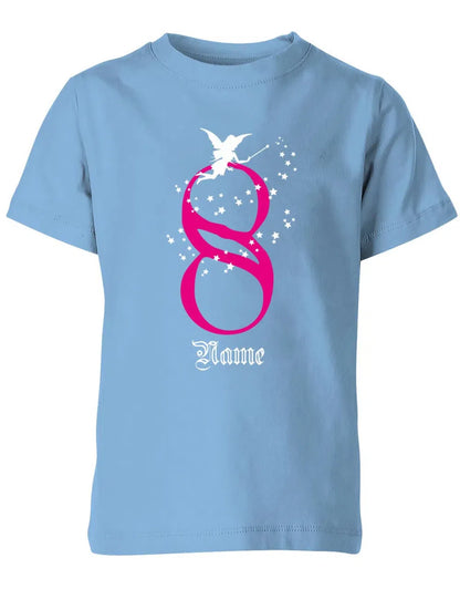 T-Shirt 8 Geburtstag Fee mit Glitzersternchen personalisierbar mit Name für Mädchen