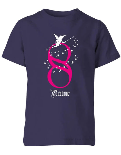 T-Shirt 8 Geburtstag Fee mit Glitzersternchen personalisierbar mit Name für Mädchen