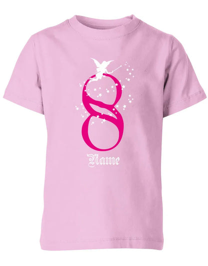 T-Shirt 8 Geburtstag Fee mit Glitzersternchen personalisierbar mit Name für Mädchen