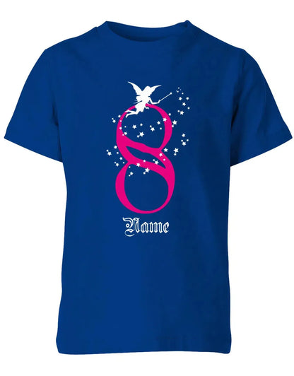 T-Shirt 8 Geburtstag Fee mit Glitzersternchen personalisierbar mit Name für Mädchen