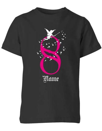 T-Shirt 8 Geburtstag Fee mit Glitzersternchen personalisierbar mit Name für Mädchen