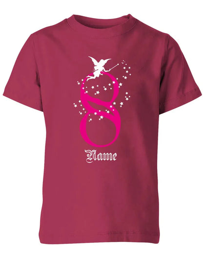 T-Shirt 8 Geburtstag Fee mit Glitzersternchen personalisierbar mit Name für Mädchen