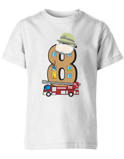 T-Shirt 8 Geburtstag Feuerwehr Junge und Mädchen