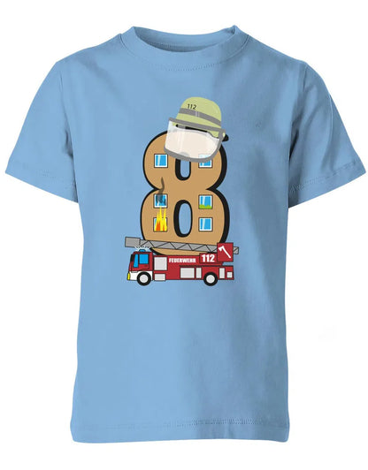 T-Shirt 8 Geburtstag Feuerwehr Junge und Mädchen