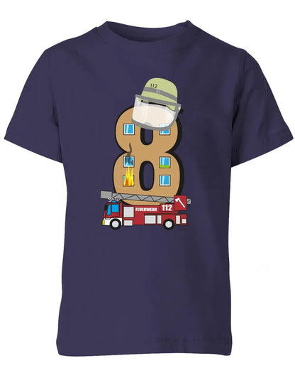 T-Shirt 8 Geburtstag Feuerwehr Junge und Mädchen