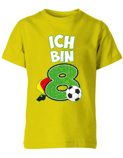 T-Shirt 8 Geburtstag Fußball Fußballer Rote Gelbe Karte für Junge und Mädchen
