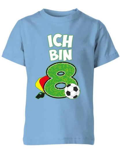 T-Shirt 8 Geburtstag Fußball Fußballer Rote Gelbe Karte für Junge und Mädchen