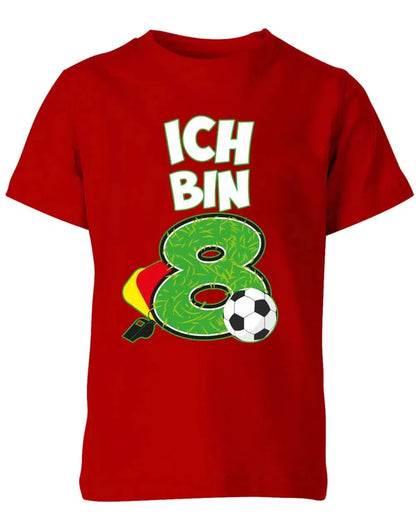 T-Shirt 8 Geburtstag Fußball Fußballer Rote Gelbe Karte für Junge und Mädchen