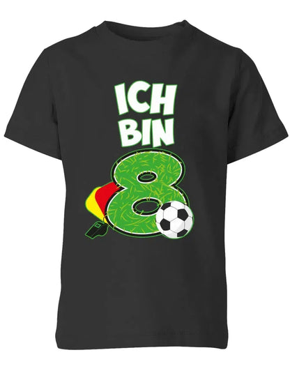 T-Shirt 8 Geburtstag Fußball Fußballer Rote Gelbe Karte für Junge und Mädchen