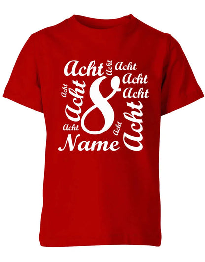 T-Shirt 8 Geburtstag Ganz viele Achten personalisierbar mit Name für Jungen und Mädchen