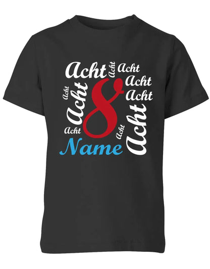 T-Shirt 8 Geburtstag Ganz viele Achten personalisierbar mit Name für Jungen und Mädchen