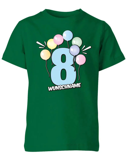 T-Shirt 8 Geburtstag Pastell Luftballons personalisiert mit Name für Junge und Mädchen