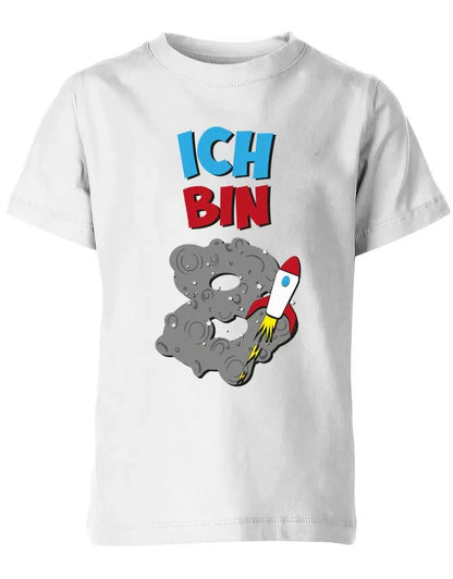 T-Shirt 8 Geburtstag Weltraum Weltall Rakete Astronaut für Junge und Mädchen