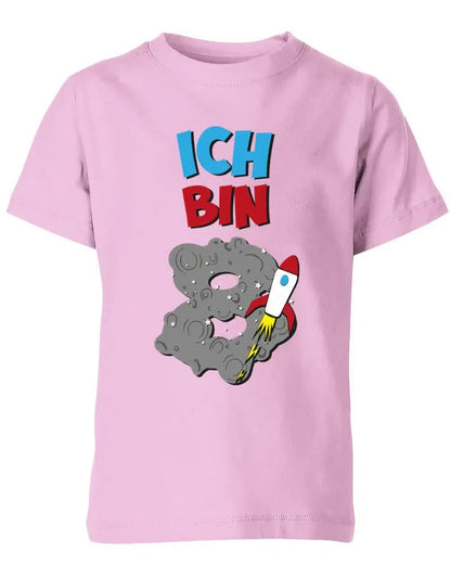 T-Shirt 8 Geburtstag Weltraum Weltall Rakete Astronaut für Junge und Mädchen