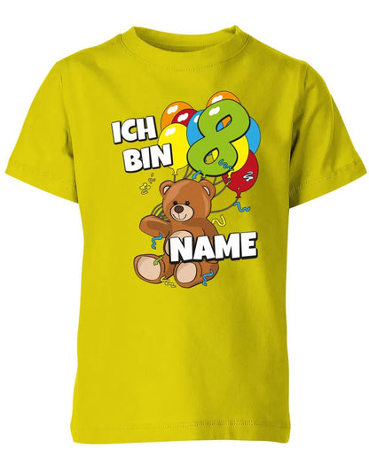 T-Shirt 8 Geburtstag ich bin 8 Teddybär mit 8 Luftballons und Name