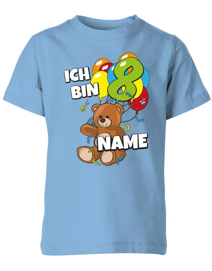 T-Shirt 8 Geburtstag ich bin 8 Teddybär mit 8 Luftballons und Name