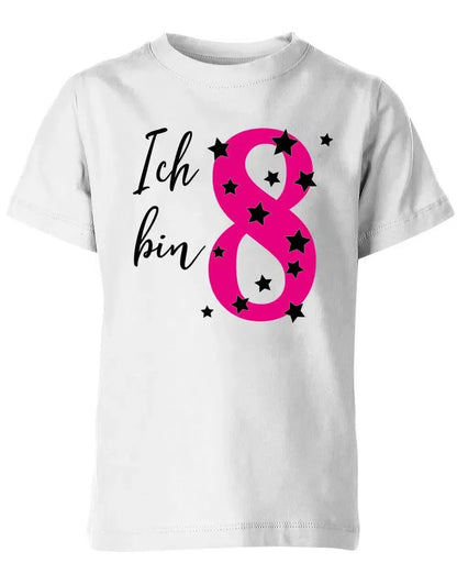 T-Shirt 8 Geburtstag ich bin 8 mit Sterne verziert für Mädchen