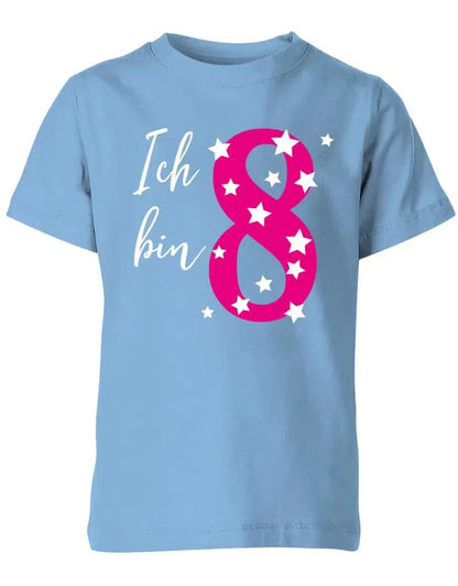 T-Shirt 8 Geburtstag ich bin 8 mit Sterne verziert für Mädchen