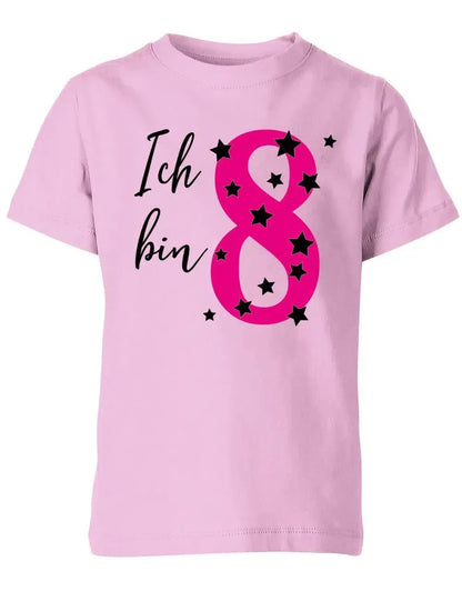 T-Shirt 8 Geburtstag ich bin 8 mit Sterne verziert für Mädchen