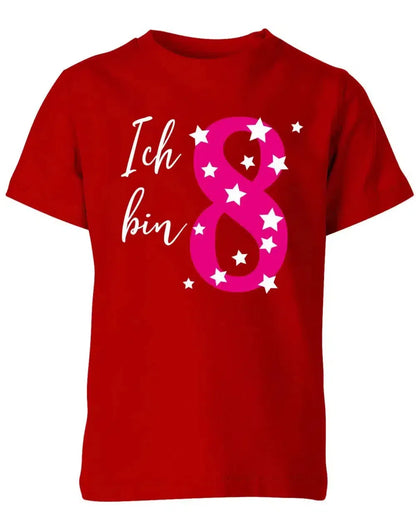 T-Shirt 8 Geburtstag ich bin 8 mit Sterne verziert für Mädchen