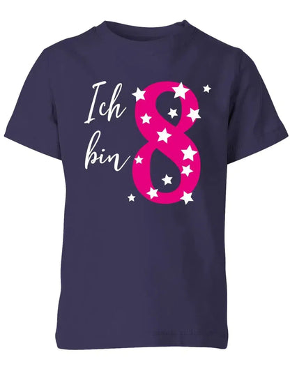 T-Shirt 8 Geburtstag ich bin 8 mit Sterne verziert für Mädchen