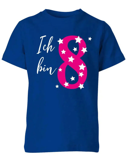 T-Shirt 8 Geburtstag ich bin 8 mit Sterne verziert für Mädchen