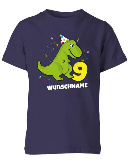 T-Shirt 9 Geburtstag Dinosaurier personalisiert mit Name für Junge